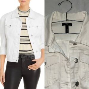 Aqua Women's Crisp White Puff Sleeve Jean Jacket